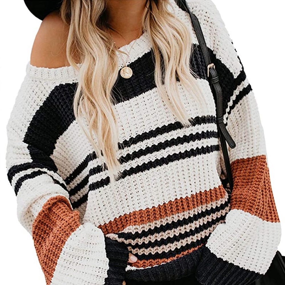 The Mint Julep| Rust Multicolored Striped Sweater - image 2